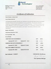 NIST Traceable Calibration Certificate