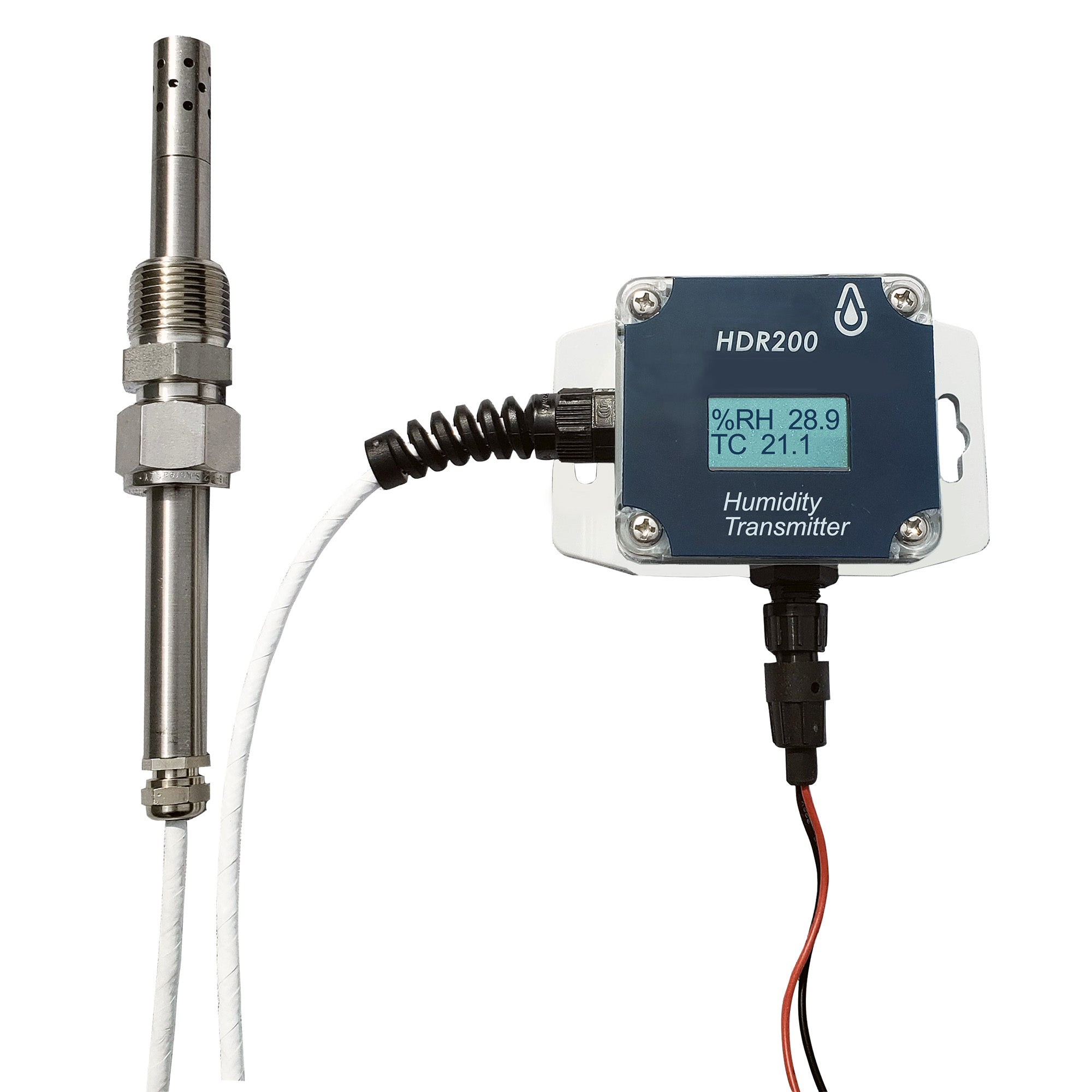 Does the HR200 use a capacitive sensor for humidity measurement?