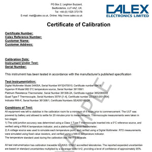 EL6-CALCERT Excelog-6 Data Logger Calibration Certificate