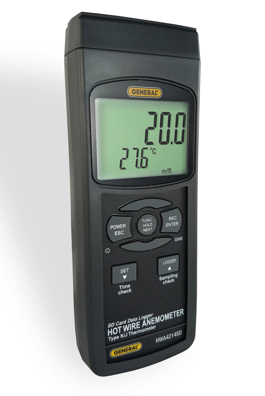 Hot Wire Anemometer-Thermometer with Data Logging SD Card, General Tool's Model AF-GT-HWA4214SD