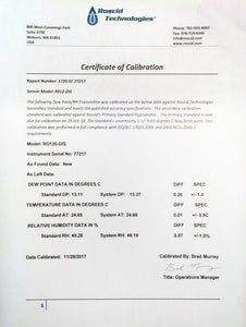 NIST Traceable Calibration Certificate