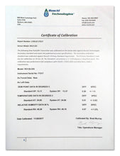 NIST Traceable Calibration Certificate