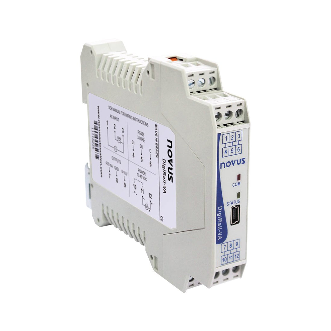 DigiRail-VA AC Voltage and Current Transmitter with 0-10Vdc, 4-20mA and RS485 Output